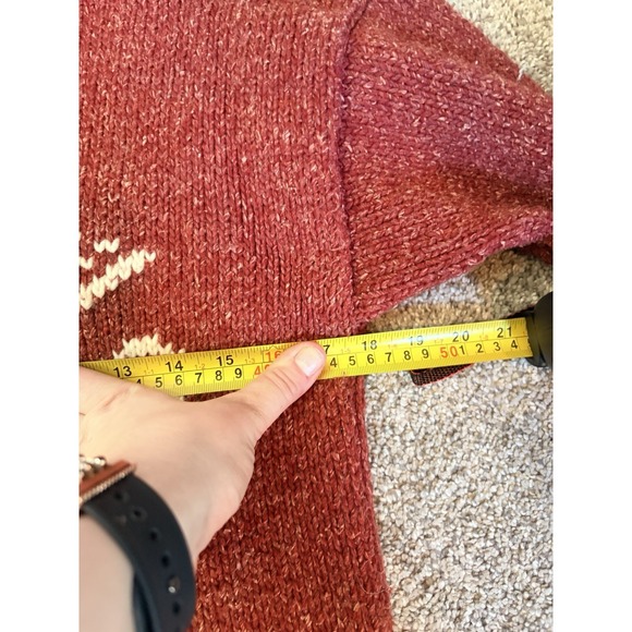 Vintage Hand Knit Cowichan Style Wool Zip Sweater Rust Western Chunky Lodge M/L - Picture 4 of 6